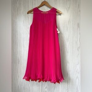 MAEVE - WOMEN'S 4 PINK ROSE SLEEVELESS ROUND NECK  PLEATED LAYERED DRESS NWT